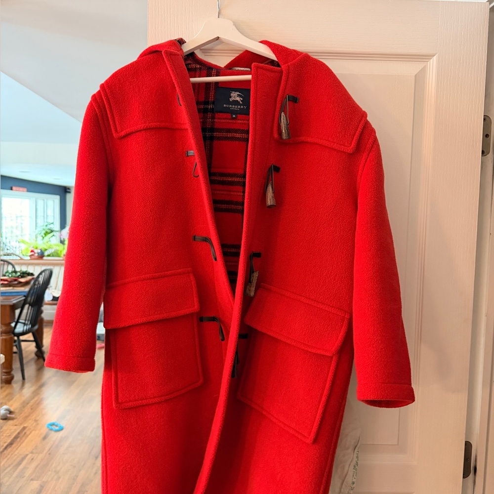 Burberry Red Plaid-Lined Coat